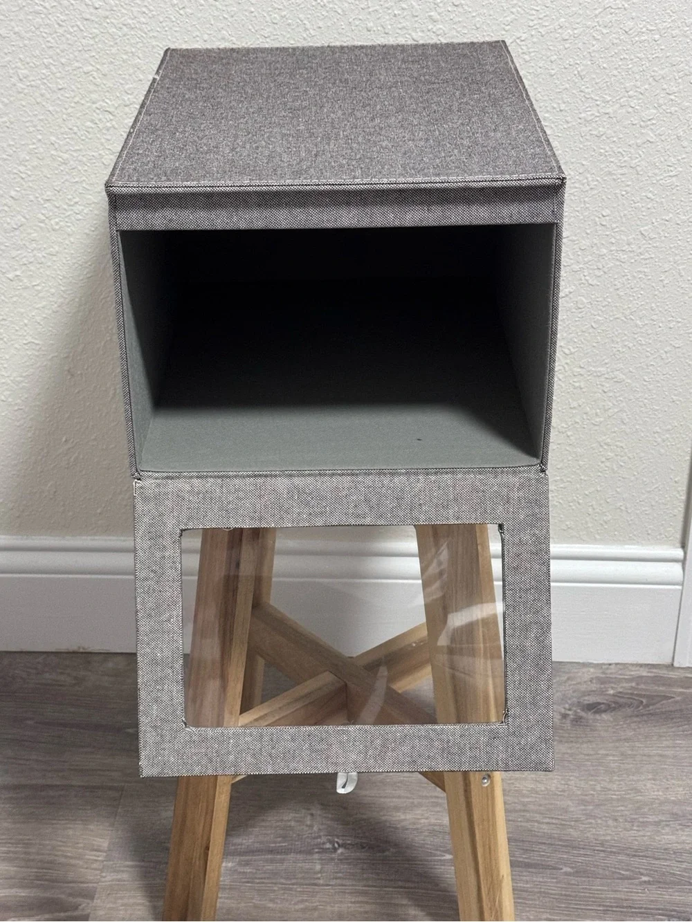 The Container Store Cambridge Drop-Front Shirt Box Grey Linen Like New